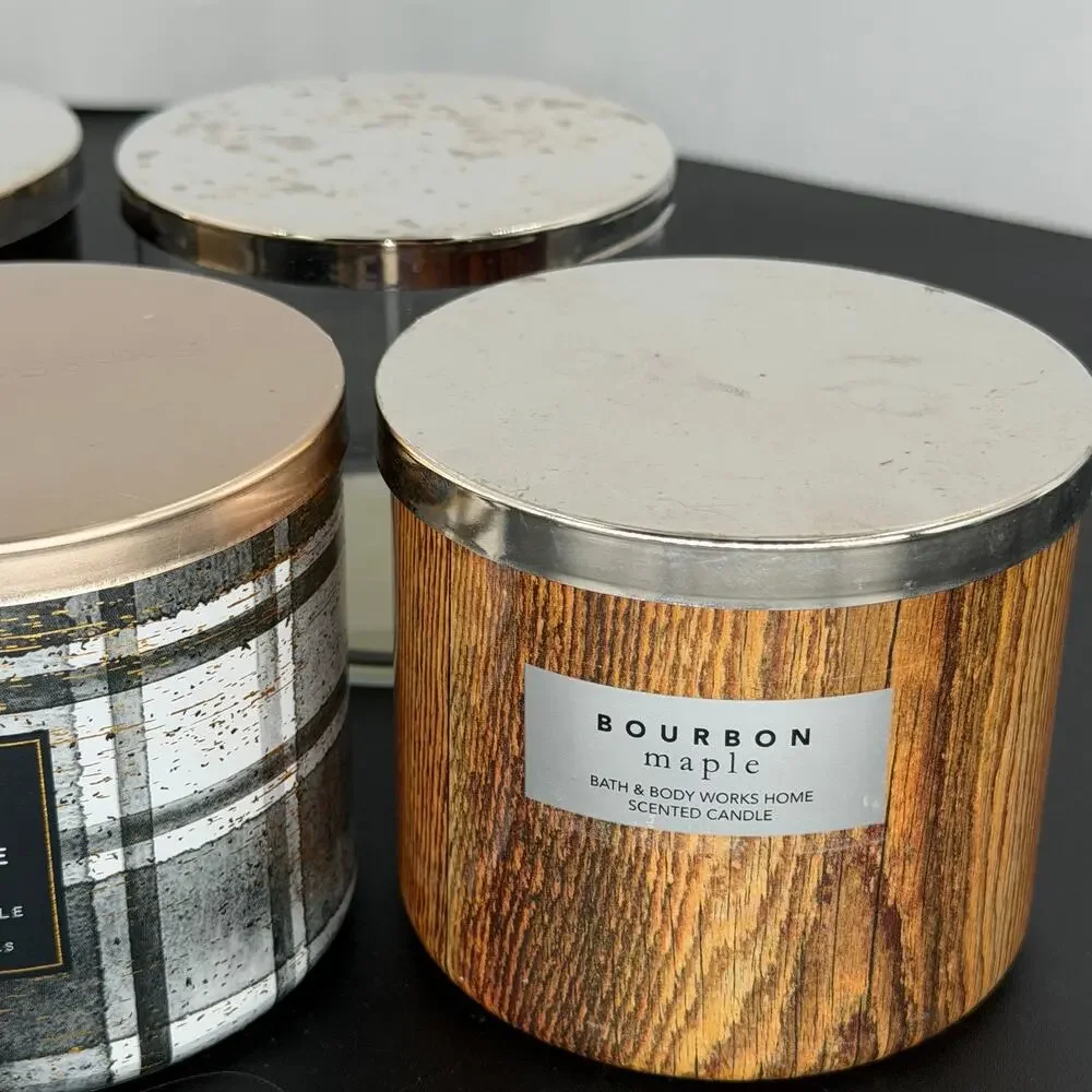 Lot 5 Empty Bath & Body Works Candle Jars with Lids 3 Wick For Crafts DIY 14.5oz